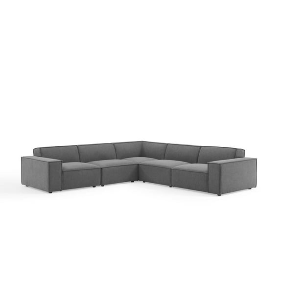 Sectional Sofa Set, Fabric, Dark Grey Gray, Modern Contemporary Urban Design, Living Lounge Room Hotel Lobby Hospitality