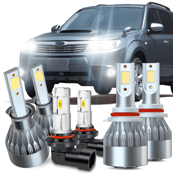 Fits 2006-2008 Subaru Forester LED Headlights Bulb 9005 High Beam H1 Low Beam 9006 Fog Light Kit