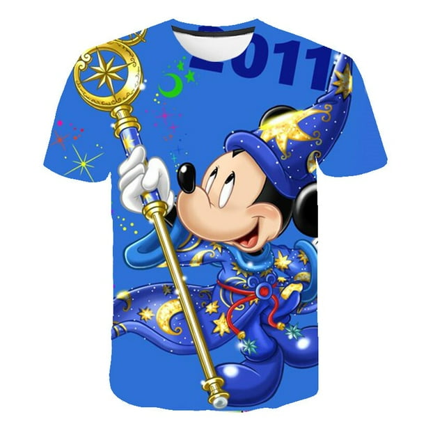 Camisetas de Mickey Mouse para niñas de 1 a 14 años, ropa de verano, camisetas de manga corta con estampado, camisetas casuales de dibujos animados, Tops, disfraces 3T Gao Jinjia LED