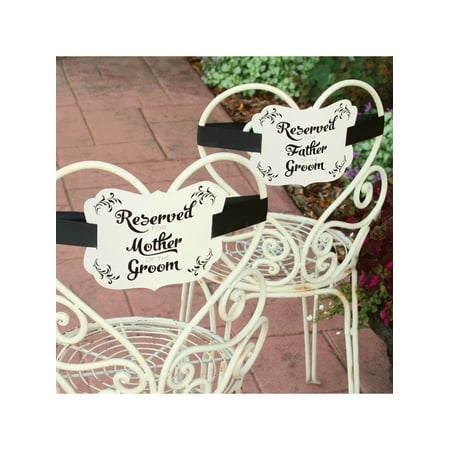 Set of 2 Ivory Shimmer Parents of Groom Reserved Chair Decorations (6x8mm)