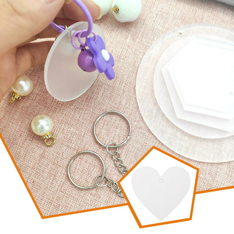 Plastic Keychain Portable DIY Pre-drilled Reusable Transparent Art Design  Crafts Making Protection Film Painting Key Chain