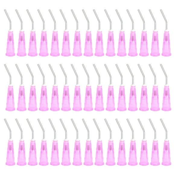 100 agujas dentales desechables con punta doblada para composite, herramienta de limpieza dental (18G 1.2MM Rosa)