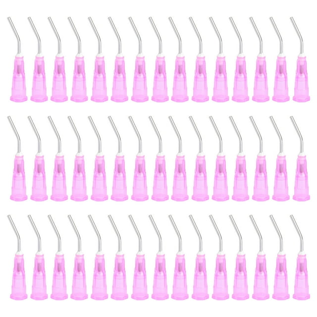 EeaseMX 100 agujas dentales desechables con punta doblada para composite, herramienta de limpieza dental (18 g, 1,2 mm, rosa)