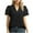Black, variant on Women's Summer Casual Tops Dressy Casual Notch V Neck Ruffled Short Sleeve Shirts Elegant Business Work Blouse 2025 Navy M