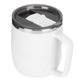 thumbnail image 4 of Taza de café de 400 ml, de acero inoxidable, antiescaldaduras, con tapa, para el hogar y la oficina, regalo maravilloso (blanco), 4 of 13