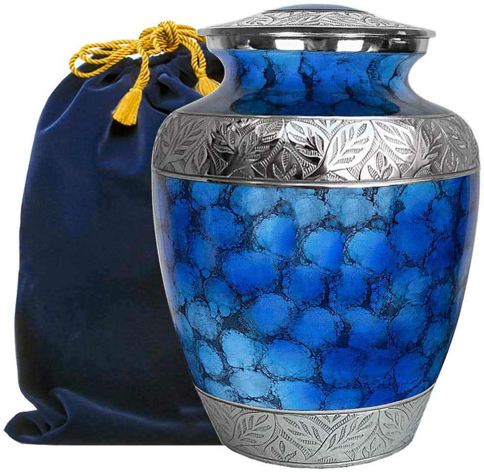 Majestic Extra Large Blue Adult Urns For Cremation Ashes In Home For