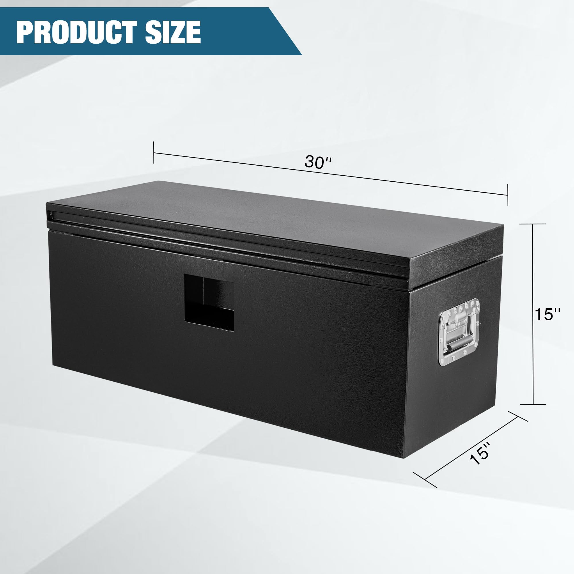 Steel Truck Bed Tool Box, Heavy Duty Metal Tool Box Organizer with Handle & Safe Lock, Trailer Box with Safe Hinge for Truck, Pickup, RV, Trailer