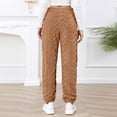 thumbnail image 5 of Ladies Plush Warm Thermal Pants Lace-up High Waist Jogger Trousers Pockets Fluffy Fleece Sweatpants Pajama Bottoms (XX-Large, Brown), 5 of 6