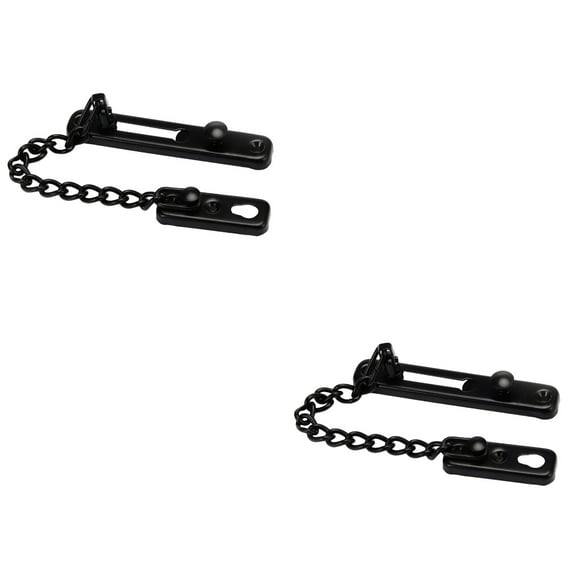 2pcs Chain Door Lock Stainless Steel Security Door Chain Guard Latch Lock for Home Hotel (Black)