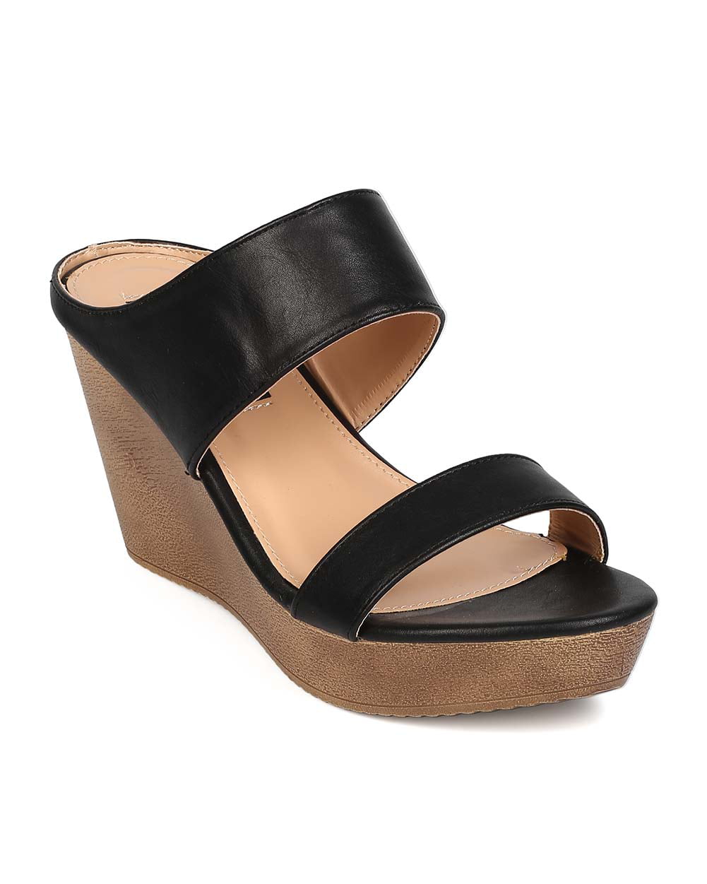 slip on double band wedge sandals