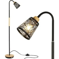 Haitral Industrial 54" 1-Light Adjustable Height Floor Lamp with 360 Adjustable Swing Arm, Black