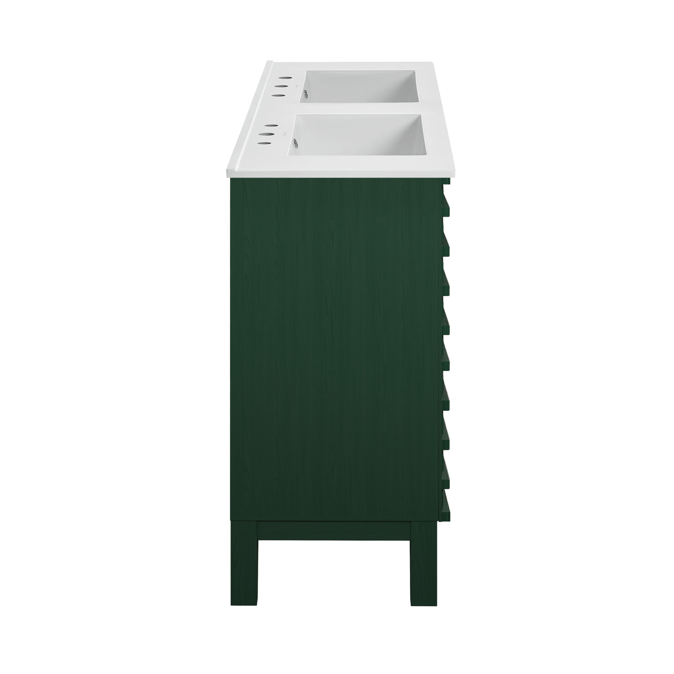 Cascade 48" Freestanding Bathroom Vanity in Green Oak with 3-Hole Widespread Double Basin Sink Top