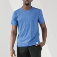 thumbnail image 4 of Mens Shirts,Summer Breathable Wicking T Shirt Cotton Spandex Casual Sports Running Short Sleeve Loose Fit Large,Shirts for Men,Men's T-shirts(Color:Blue,Size:4XL), 4 of 6