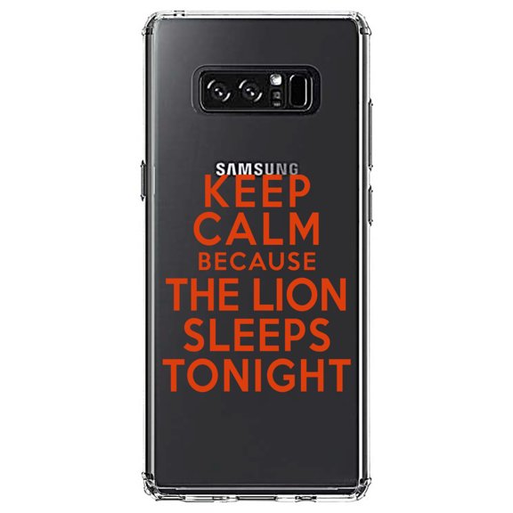 DistinctInk Clear Shockproof Hybrid Case for Samsung Galaxy Note 8 - TPU Bumper Acrylic Back Tempered Glass Screen Protector - Keep Calm The Lion Sleeps Tonight