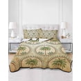 thumbnail image 2 of Full Size Quilt Bedding Set, Vintage Palm Trees Reversible Summer Quilt 3 Pieces, Summer Botanical Retro Watercolor Lightweight Bedspreads Coverlets with 2 Pillow Shams for All Seasons, 2 of 5