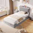 thumbnail image 5 of Accreate Space-Saving Twin Bed Frame with Open Shelves – Durable Design with Noise-Reducing Features, 5 of 8