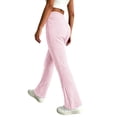 thumbnail image 4 of Otvok Women Ribbed Lounge Trousers, Elastic High Waist Slim Fit Flare Casual Pants for Daily Street Outfits, 4 of 7