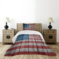 thumbnail image 4 of Ambesonne Retro Quilted Bedspread Set 2 Pcs, Worn Style American Flag, Twin Size, Blue Red Pale Grey, 4 of 5