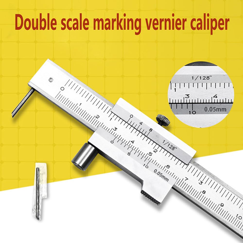 Vernier Caliper 0-7.8 Inch Stainless Steel Parallel Marking Vernier Caliper With 2 Needles, Clear Scale, Polished Marking Gauge Measuring Tool marking vernier caliper 0-200