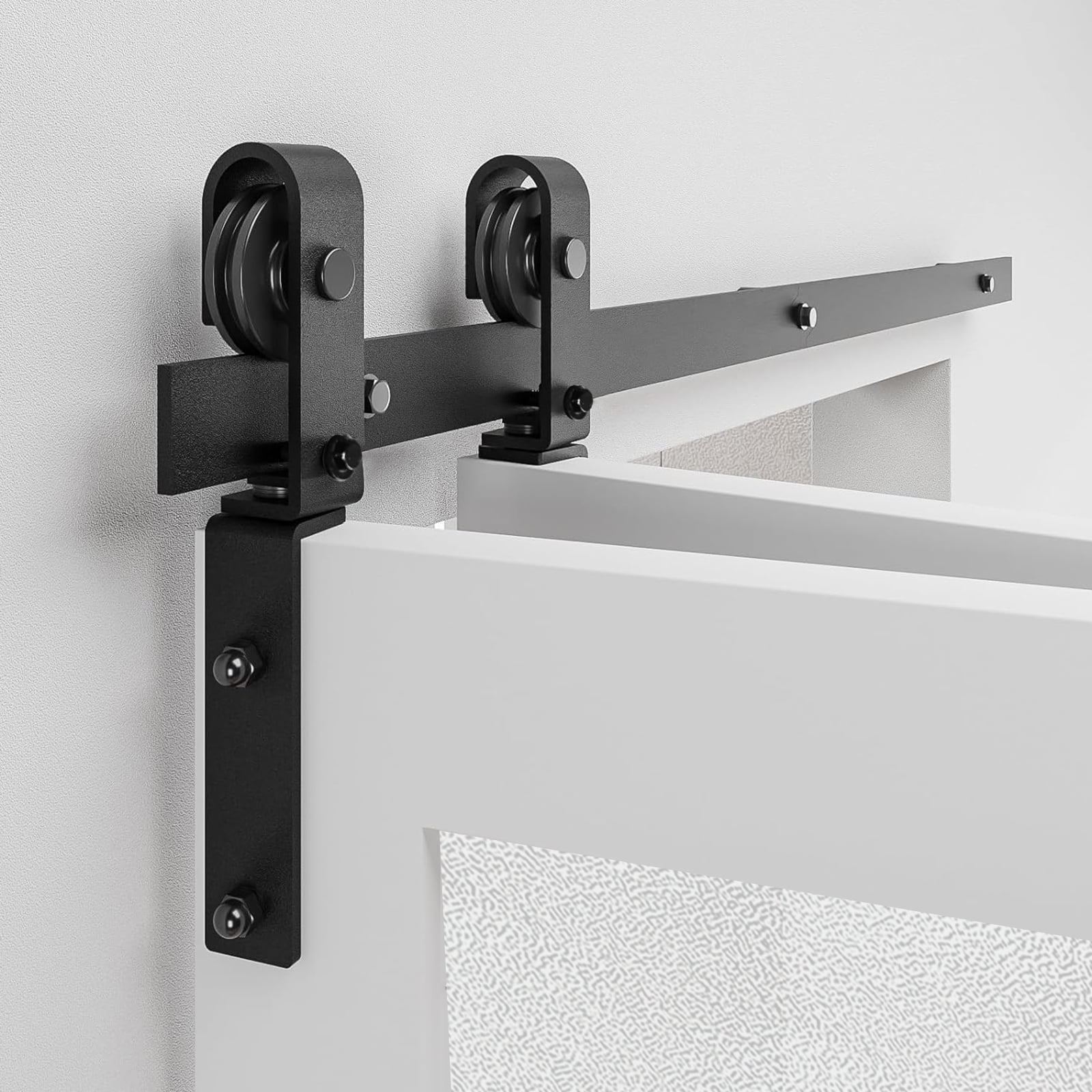 80" Bi-Folding Sliding Barn Door Hardware Kit for 4 Doors,Smoothly&Quietly,Black Track J Shape Roller