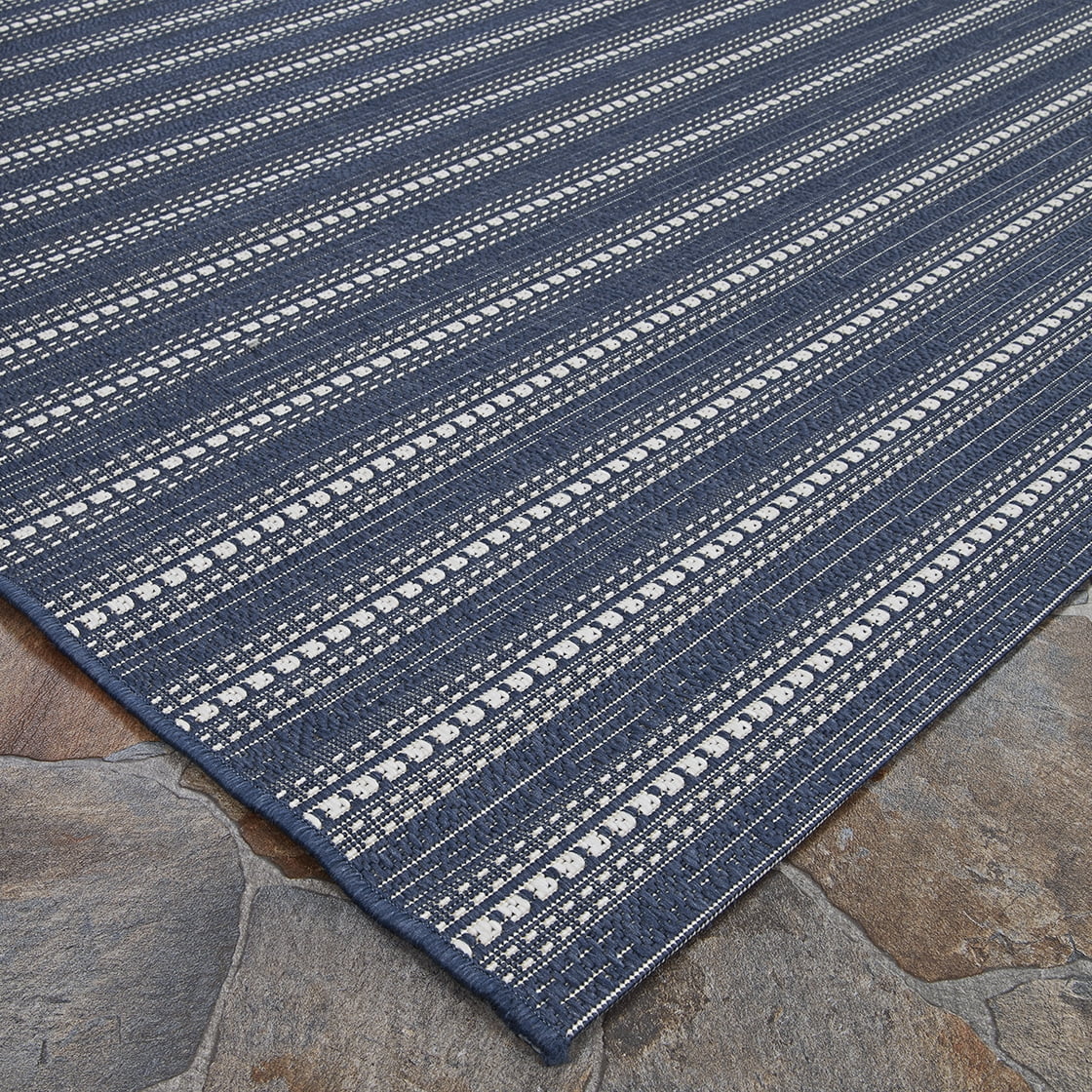 Couristan Afuera Beachcomber 3' x 5' Marine Striped Nautical Outdoor Rug
