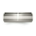 thumbnail image 3 of Chisel Titanium Brushed and Polished with Sterling Silver Inlay 8mm Ridged Edge Band, 3 of 7