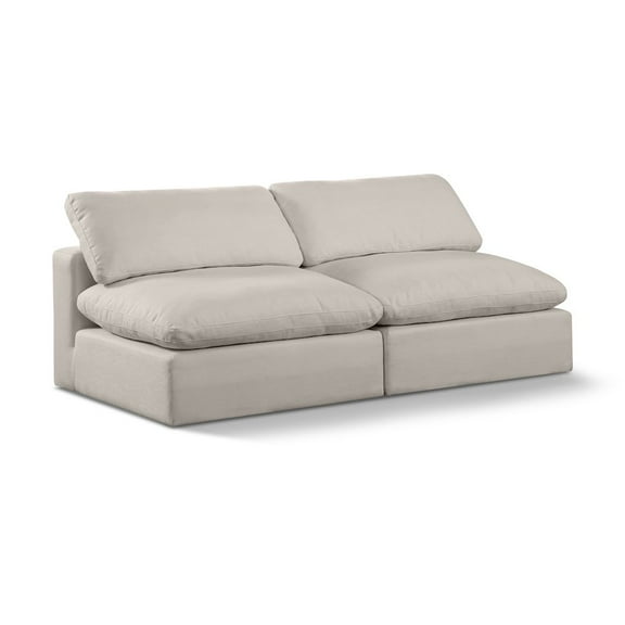 Meridian Furniture Comfy Beige Linen Textured Fabric Modular Sofa