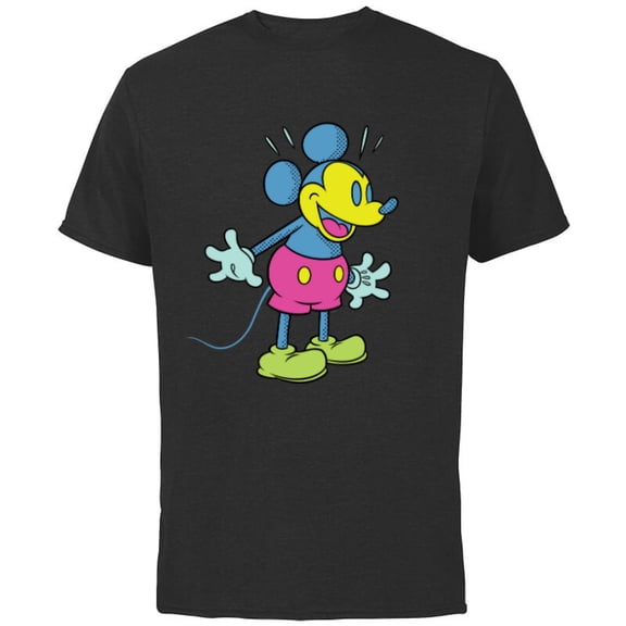 Disney Mickey Mouse Happy Surprise Retro Pop Art - Short Sleeve Cotton T-Shirt for Adults - Customized-Black