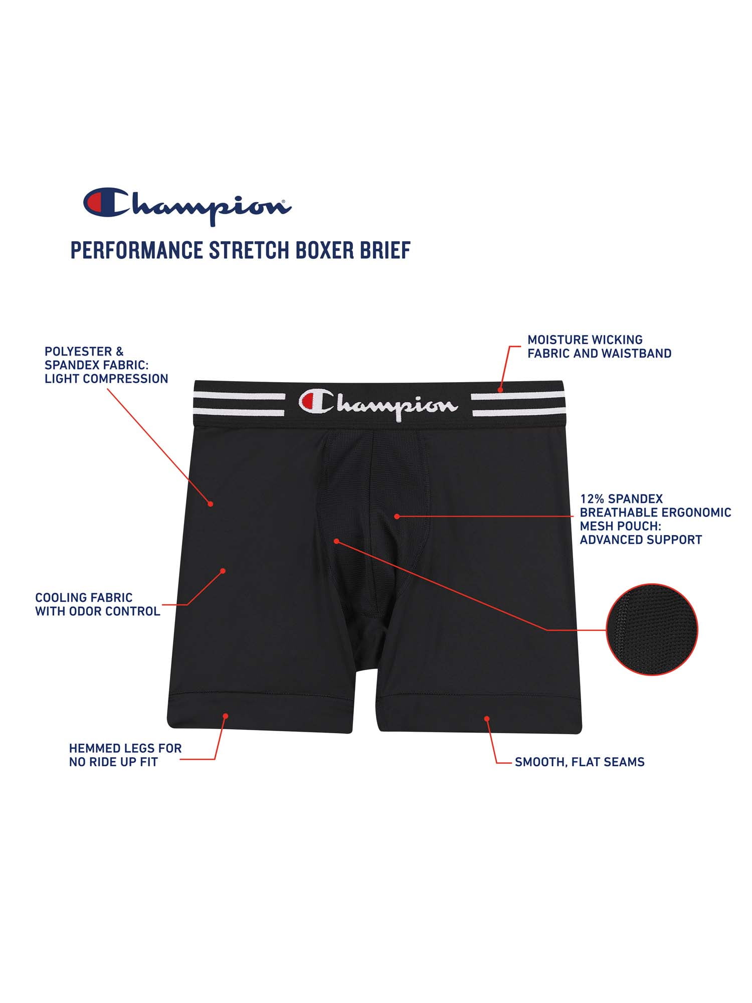 Champion Men’s Athletics Tech Performance Boxer Brief, 3 Pack ...