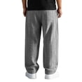 thumbnail image 4 of GrmtClth Mens Jacquard Texture Pants Embroidery Detail Summer Beach Trousers Lightweight Breathable Baggy Vacation Daily Wear Gray 3XL, 4 of 4