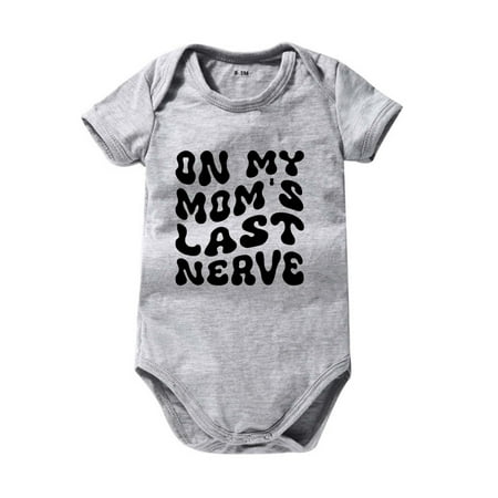 

Summer Savings Clearance 2023! Loopsun Baby Romper Crew Neck Short Sleeve Letter Printing Toddler Baby Jumpsuit Gray