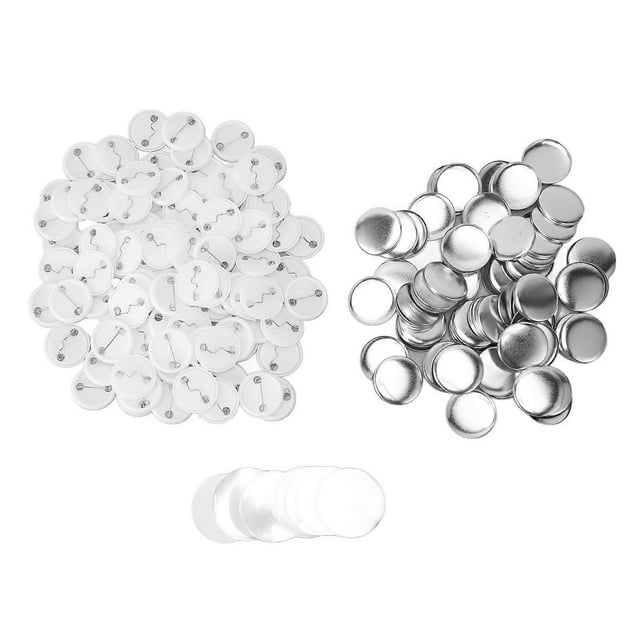 100 Sets Pin Back Button Parts Round Shape Metal Back Pin DIY Blank Button Badge Parts Set for Clothes Backpacks 37mm/1.5in