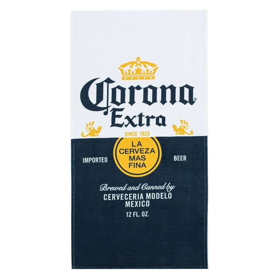 Corona Bottle Label 30in x 60in Beach Towel
