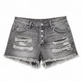thumbnail image 5 of ClodeEU Women's High Waisted Distressed Denim Shorts with Frayed Hem ,Straight Leg Casual Jean Shorts with Pockets Gray,Womens Plus XXL, 5 of 5