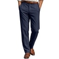 thumbnail image 2 of Men's Regular Fit Dress Pants Expandable Waist Slacks for Work Casual Business Flat Front Mens Wrinkle Free Comfort Stretch Pants Navy M, 2 of 5