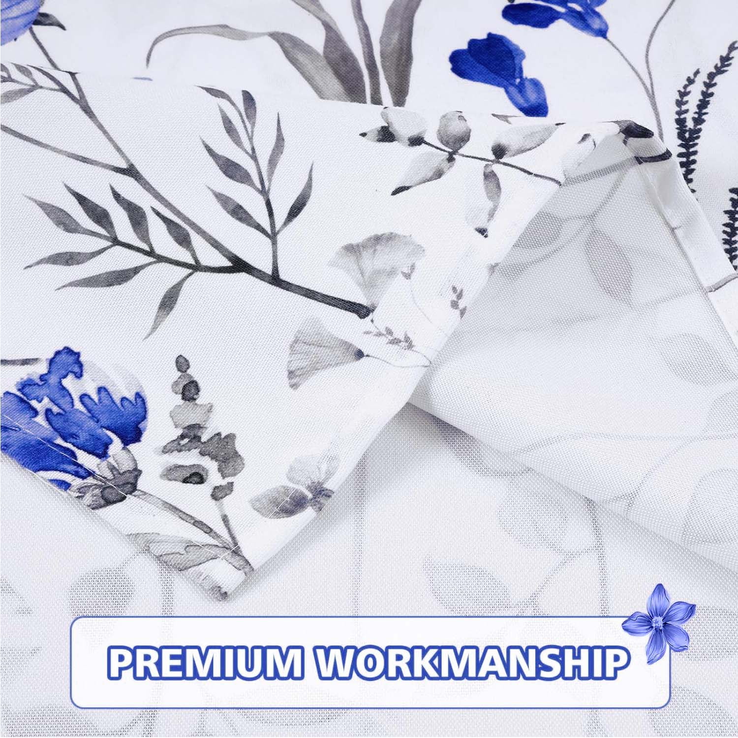 Alishomtll Kitchen Curtains Blue Floral Valance Swag Curtains Watercolor Flower Window Drapes,61" W x 36" L,Rod Pocket