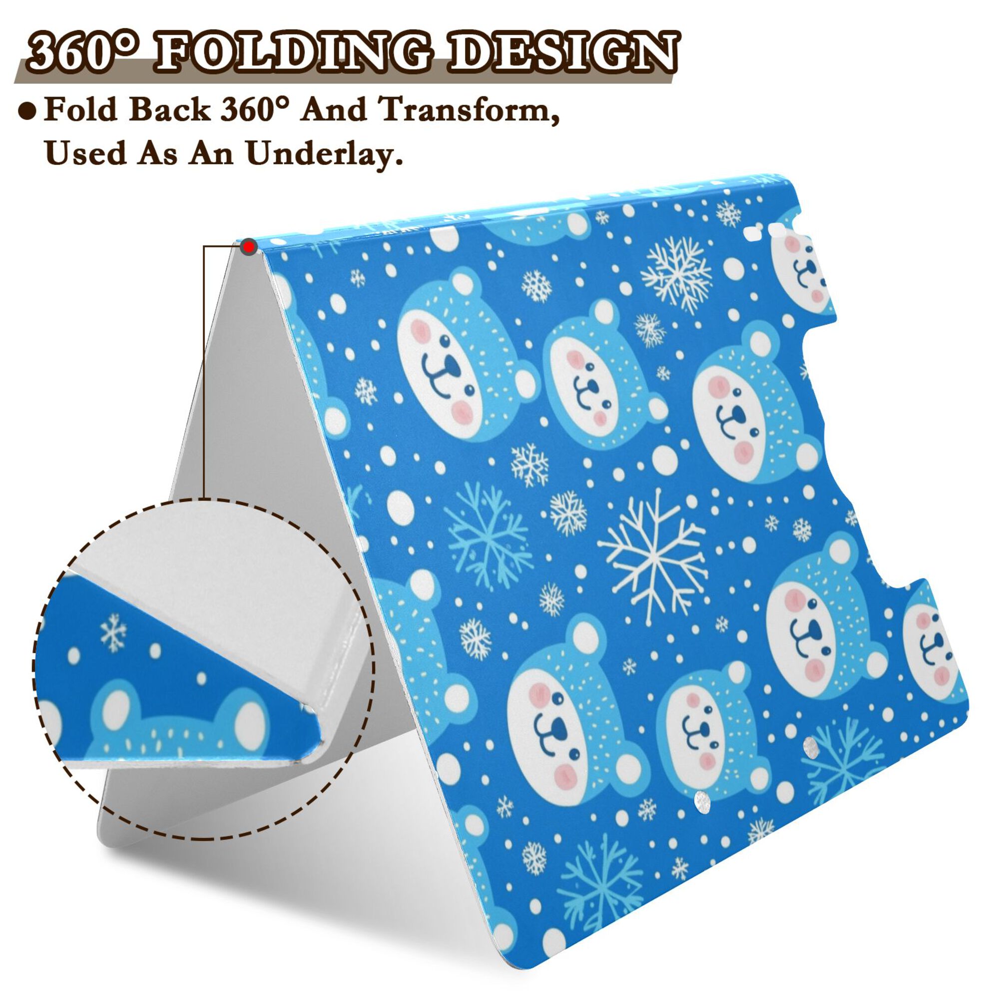 FORMRS A4 Clipboard Folder with Pen Holder Horizontal Foldable School Office Binder, Blue Bears