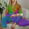 thumbnail image 6 of Honeii Colorful Glitter print Women's Pajama Sets Long Sleeve Button Down Sleepwear Nightwear Soft Pjs Lounge Sets-X-Large, 6 of 7