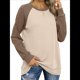 thumbnail image 3 of Sudadera Ligera de Larga con Cuello Redondo y Diseño Raglán con Bloques de Color para Mujer Albaricoque L, 3 of 10
