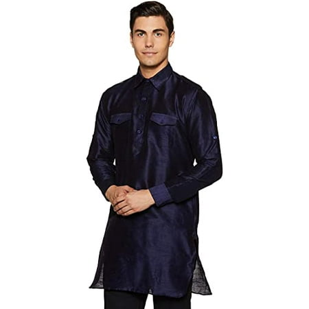 

Royal Kurta Men s Silk Blend Pathani Kurta (38 Navy Blue)