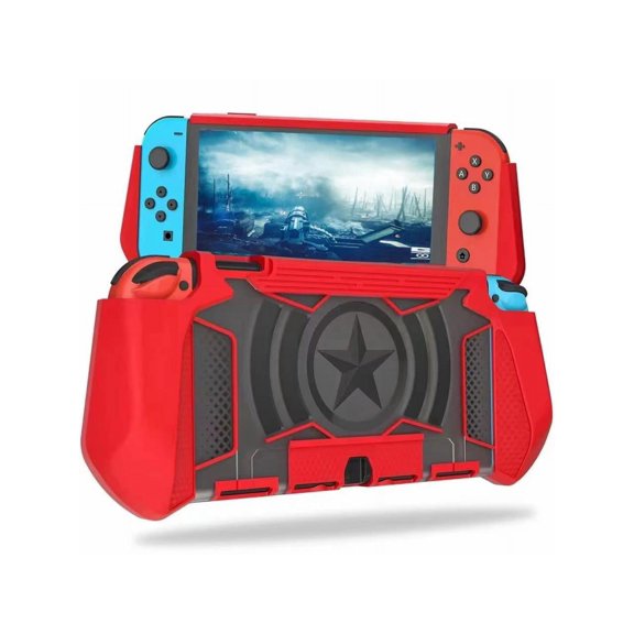 Dockable Case Compatible for Nintendo Switch, TPU Grip Protective Cover Case with Ergonomic Design and Comfort Grip