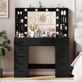 thumbnail image 2 of Vanity Desk with Mirror and Lights, 43" Large Black Makeup Vanity with 11 Drawers & 8 Shelves, Power Outlet & Adjustable LED Lights, Dressing Table for Women & Girls Bedroom, 2 of 8