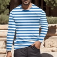 thumbnail image 2 of T Shirts for Man Long Sleeve Fall Warm Color Block Striped Tops 2025 Casual Classic Crew Neck Slim Stretchy Comfortable Mens T-Shirts Blue M, 2 of 5