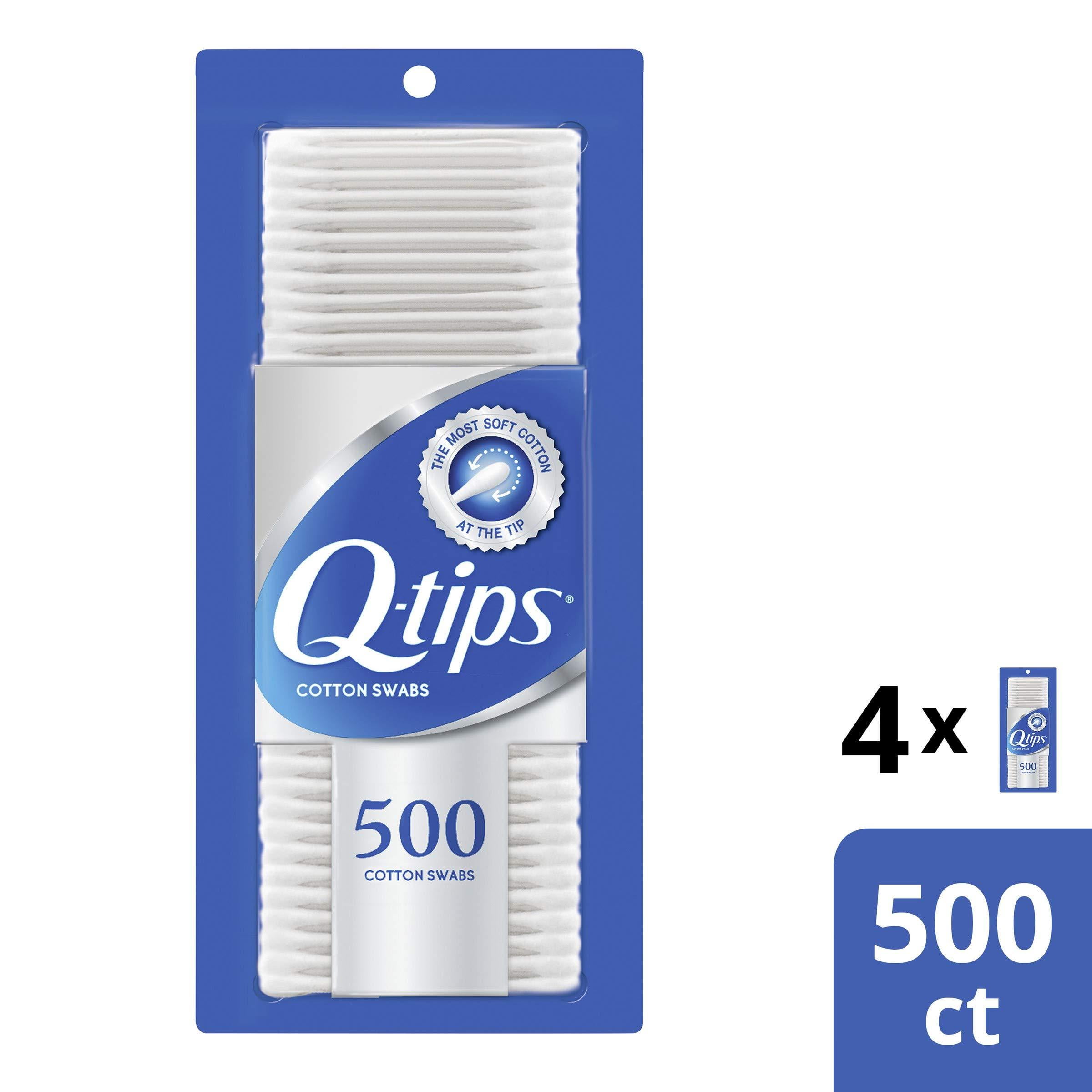 QTips Swabs Cotton, 500 Count (Pack of 4)