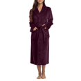 thumbnail image 2 of Women's Long Lapel Plush Bathrobe - Solid Color Thick Winter Homewear, Deep Purple, XL, 2 of 5