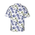 thumbnail image 4 of Xecao Blue Flax Flowers print Hawaiian shirt - a stylish short-sleeve button-down for men, perfect for casual beach and tropical outings., 4 of 9