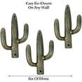 thumbnail image 4 of Urbalabs Cast Iron Cactus Hooks for Wall Double Cactus Coat Key Hanger Southwestern Western Wall Home Rustic Cactus Decor, Cactus Coat Rack, Bags, Towels and More Green Gold 3 Pack (Green Gold), 4 of 7