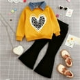 thumbnail image 2 of TAmten Toddler Girl Outfit 2-7 T Kids Toddler Girl Clothes Letter Print Sweatshirt/Hoodie Flared Pants 2Pc Outfits Set(Light Yellow,3-4 Years), 2 of 4