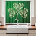 thumbnail image 2 of Ambesonne Irish Kitchen Curtains, Celtic Look Swirly Clover, 55"x30", Green and Beige, 2 of 3