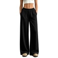 thumbnail image 3 of VV AVEORS Wide Leg Sweatpants Women Baggy High Waisted Gym Workout Joggers Elastic Waist Track Pants Black S, 3 of 7